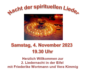 Flyer zur Nacht der Spirituellen Lieder, 04.11.23, Hellenthal (Ausschnitt)
